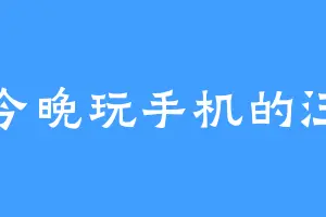 今晚玩手机的汪