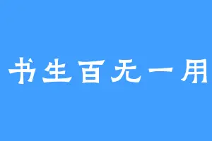 书生百无一用