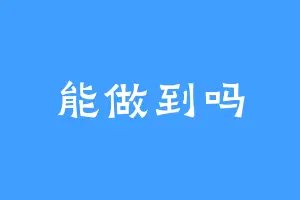 能做到吗
