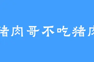 猪肉哥不吃猪肉