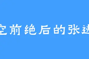 空前绝后的张进